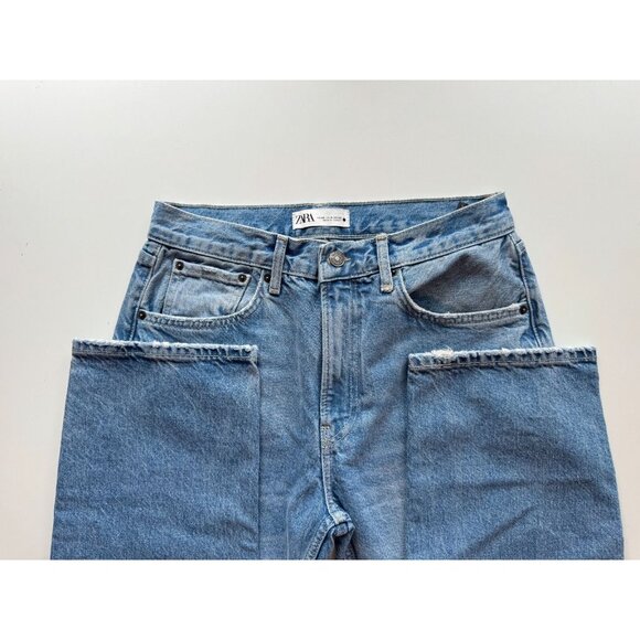 ZARA Light Medium Wash Denim High Rise Ankle Mom Jeans, Size 8/30 - Picture 9 of 12